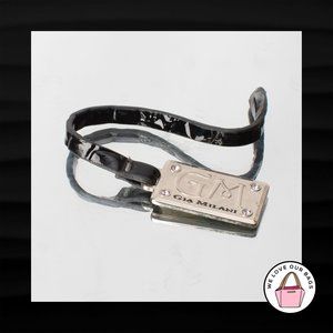 GIA MILANI SILVER AND BLACK LEATHER LOOP STRAP KEY